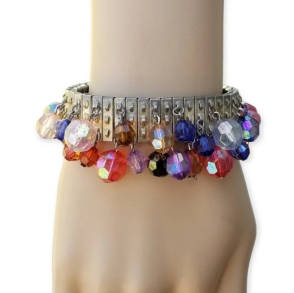 1950S CHA CHA COLORFUL BEAD CHARMED EXPANSION BRACELET - Picture 4 of 5